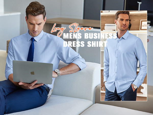 COOFANDY Men's Dress Shirts Long Sleeve Button Up Shirts Formal Business Shirt