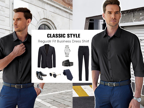 COOFANDY Men's Dress Shirts Long Sleeve Button Up Shirts Formal Business Shirt
