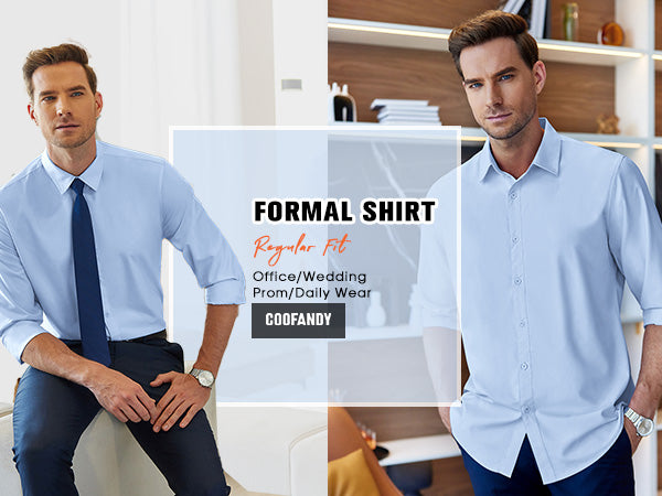 COOFANDY Men's Dress Shirts Long Sleeve Button Up Shirts Formal Business Shirt