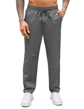 COOFANDY Men's Casual Cotton Pants Regular Fit Elastic Waist Drawstring Twill Pants Straight Leg Chino Pants
