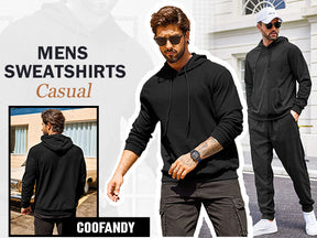 COOFANDY Men's Hooded Sweatshirts Long Sleeve Casual Pullover Hoodie Waffle Knit Sweatshirt with Pocket