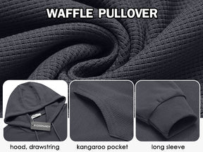 COOFANDY Men's Hooded Sweatshirts Long Sleeve Casual Pullover Hoodie Waffle Knit Sweatshirt with Pocket