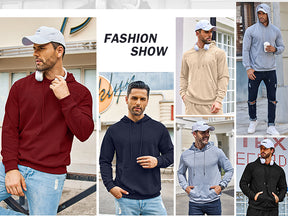 COOFANDY Men's Hooded Sweatshirts Long Sleeve Casual Pullover Hoodie Waffle Knit Sweatshirt with Pocket