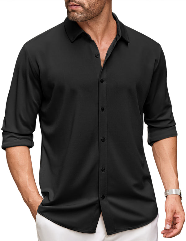 COOFANDY Men's Long Sleeve Dress Shirt Casual Button Down Shirts Wrinkle Free Untucked Shirt