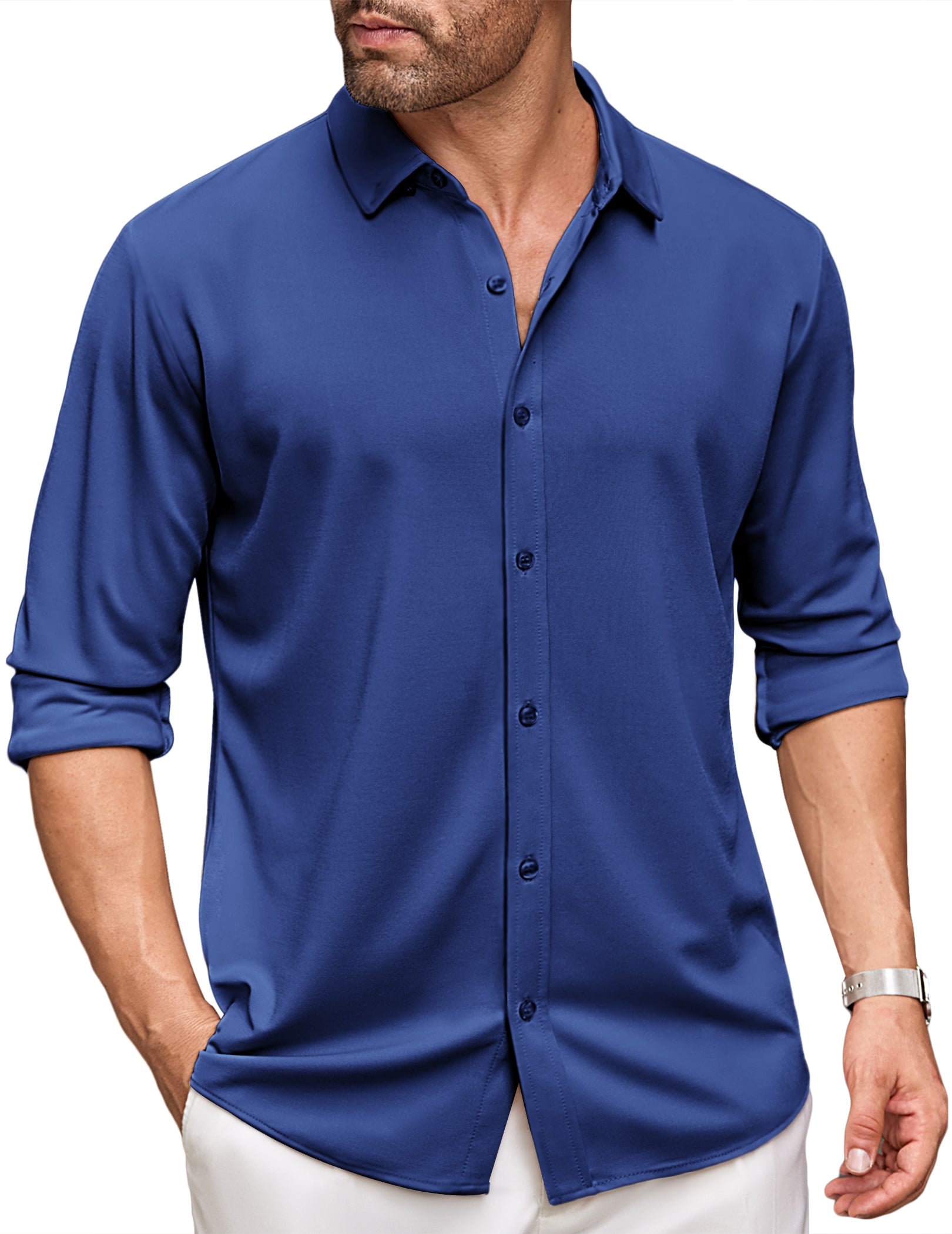 COOFANDY Men's Long Sleeve Dress Shirt Casual Button Down Shirts Wrinkle Free Untucked Shirt