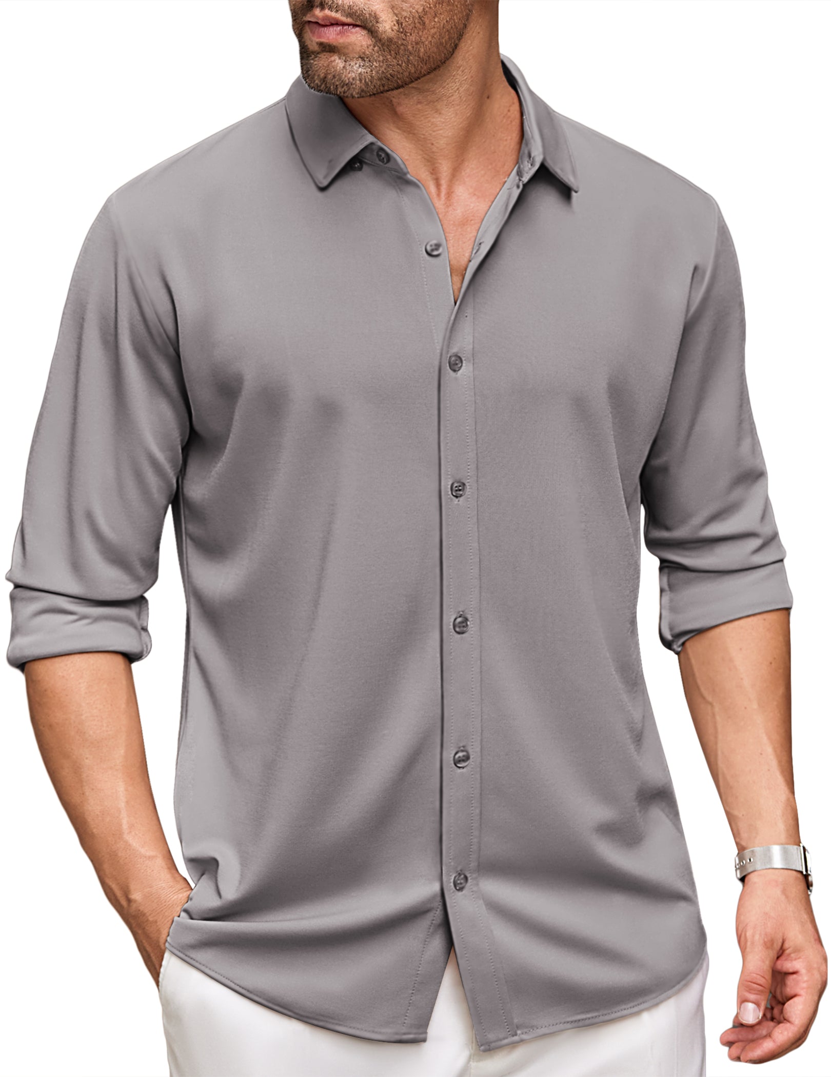COOFANDY Men's Long Sleeve Dress Shirt Casual Button Down Shirts Wrinkle Free Untucked Shirt
