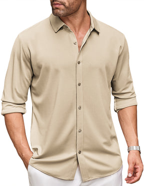 COOFANDY Men's Long Sleeve Dress Shirt Casual Button Down Shirts Wrinkle Free Untucked Shirt