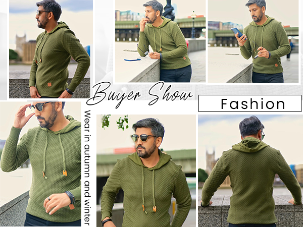 COOFANDY Mens Hooded Sweatshirt Casual Long Sleeve Drawstring Waffle Knit Hoodies Slim Fit Hoodies Pullover
