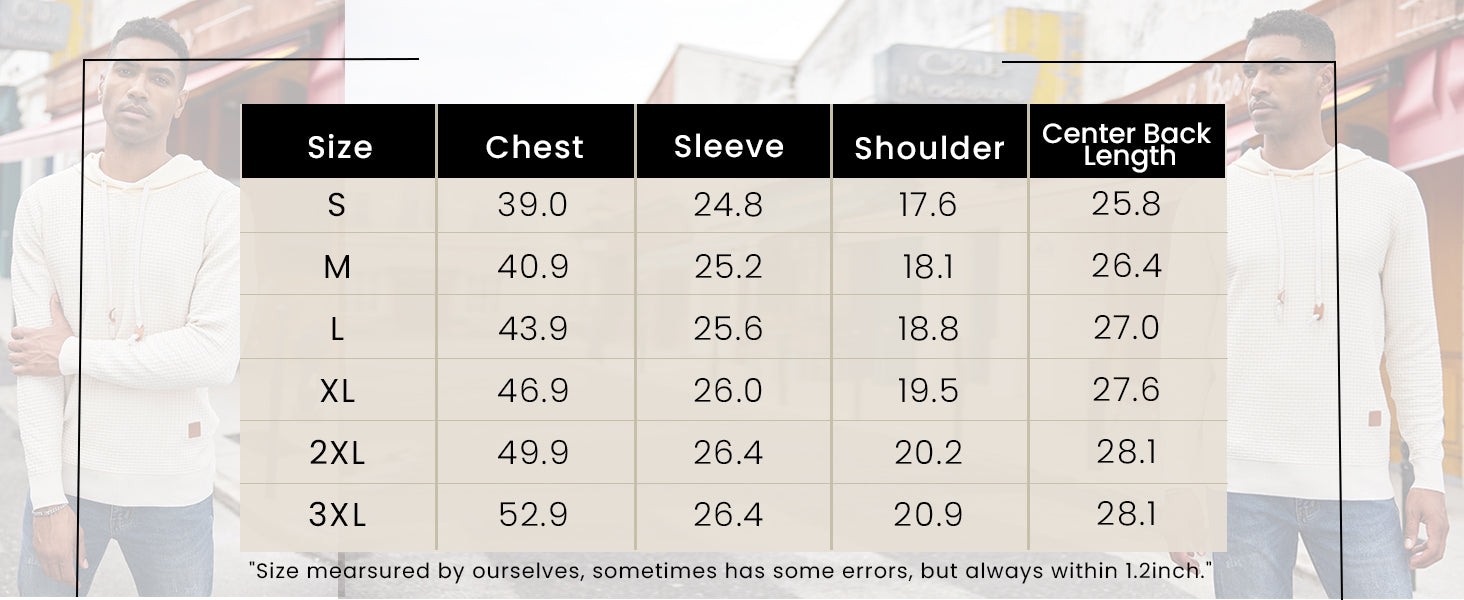 COOFANDY Mens Hooded Sweatshirt Casual Long Sleeve Drawstring Waffle Knit Hoodies Slim Fit Hoodies Pullover