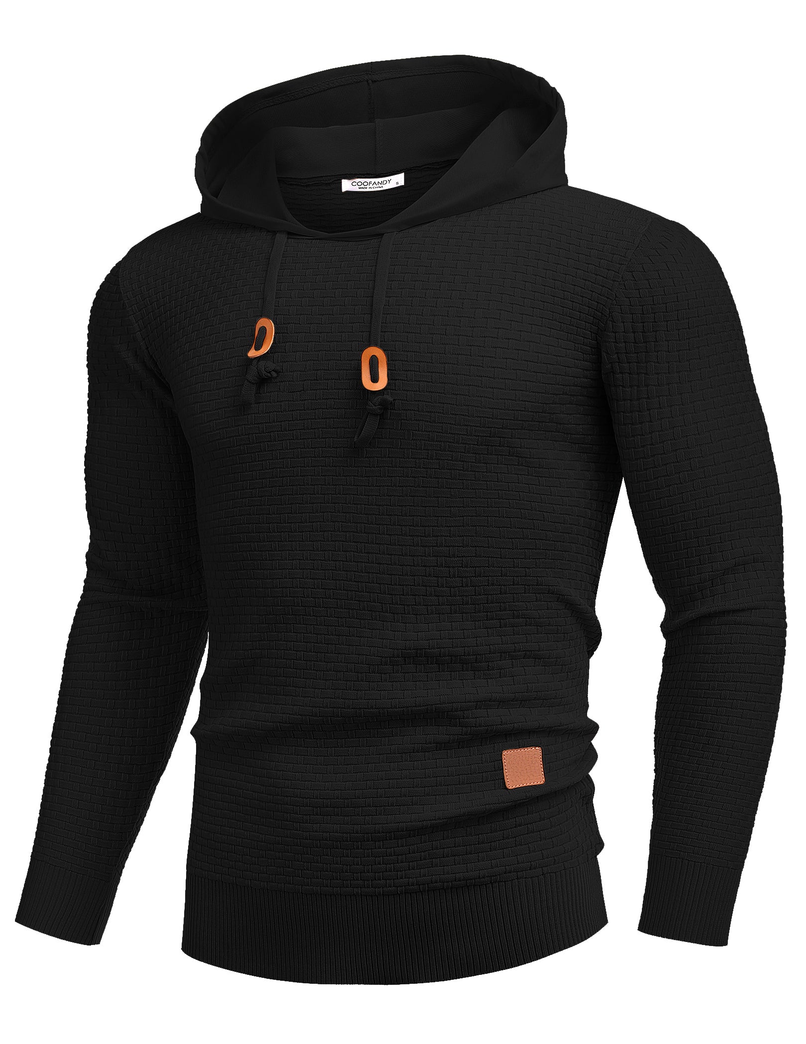 COOFANDY Mens Hooded Sweatshirt Casual Long Sleeve Drawstring Waffle Knit Hoodies Slim Fit Hoodies Pullover