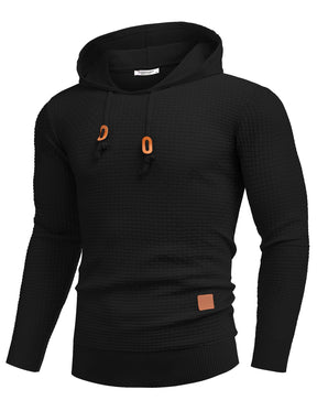 COOFANDY Mens Hooded Sweatshirt Casual Long Sleeve Drawstring Waffle Knit Hoodies Slim Fit Hoodies Pullover