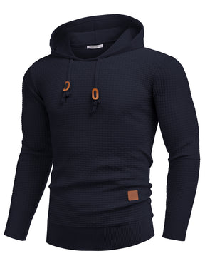 COOFANDY Mens Hooded Sweatshirt Casual Long Sleeve Drawstring Waffle Knit Hoodies Slim Fit Hoodies Pullover