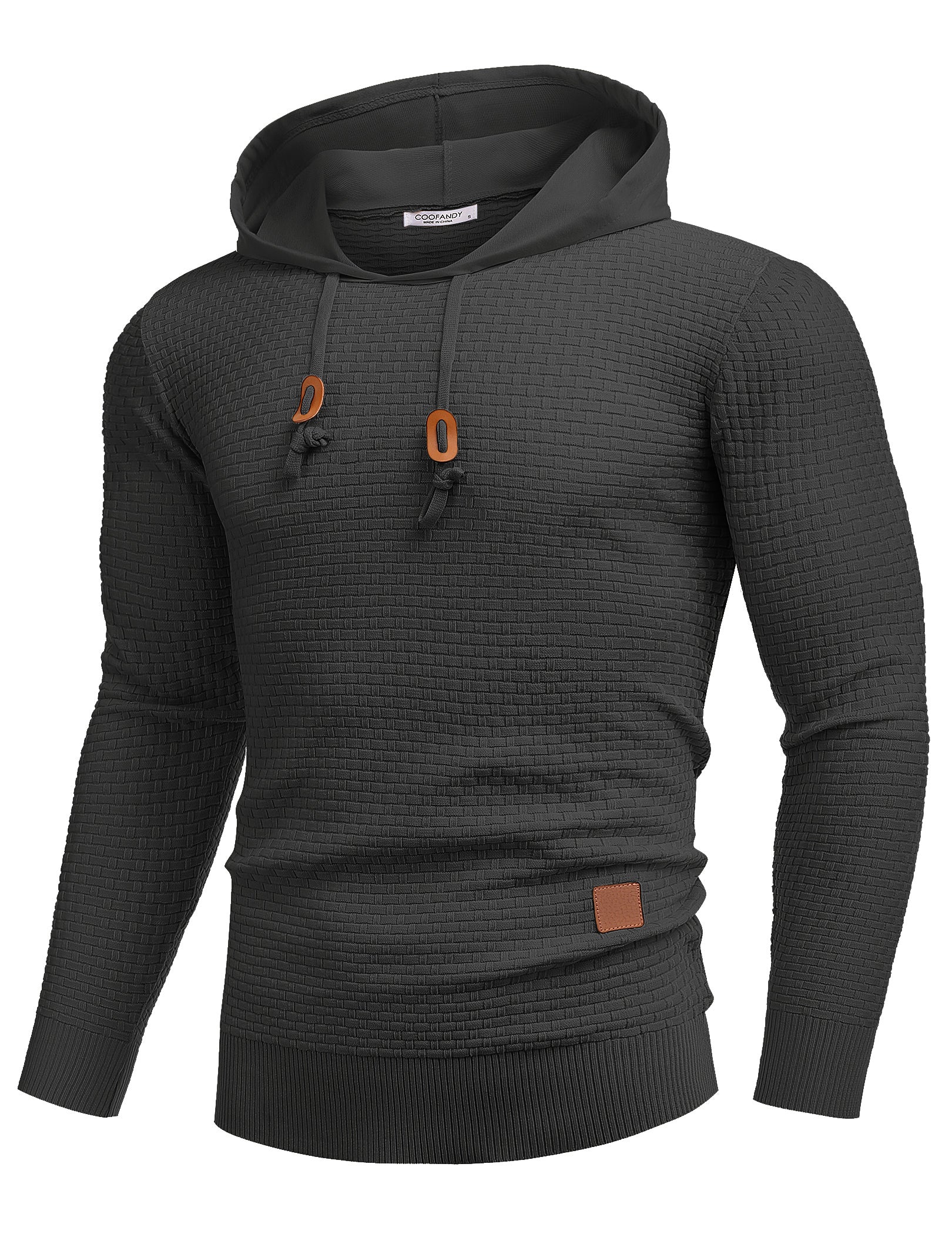 COOFANDY Mens Hooded Sweatshirt Casual Long Sleeve Drawstring Waffle Knit Hoodies Slim Fit Hoodies Pullover