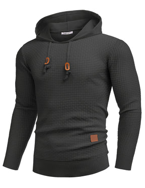 COOFANDY Mens Hooded Sweatshirt Casual Long Sleeve Drawstring Waffle Knit Hoodies Slim Fit Hoodies Pullover