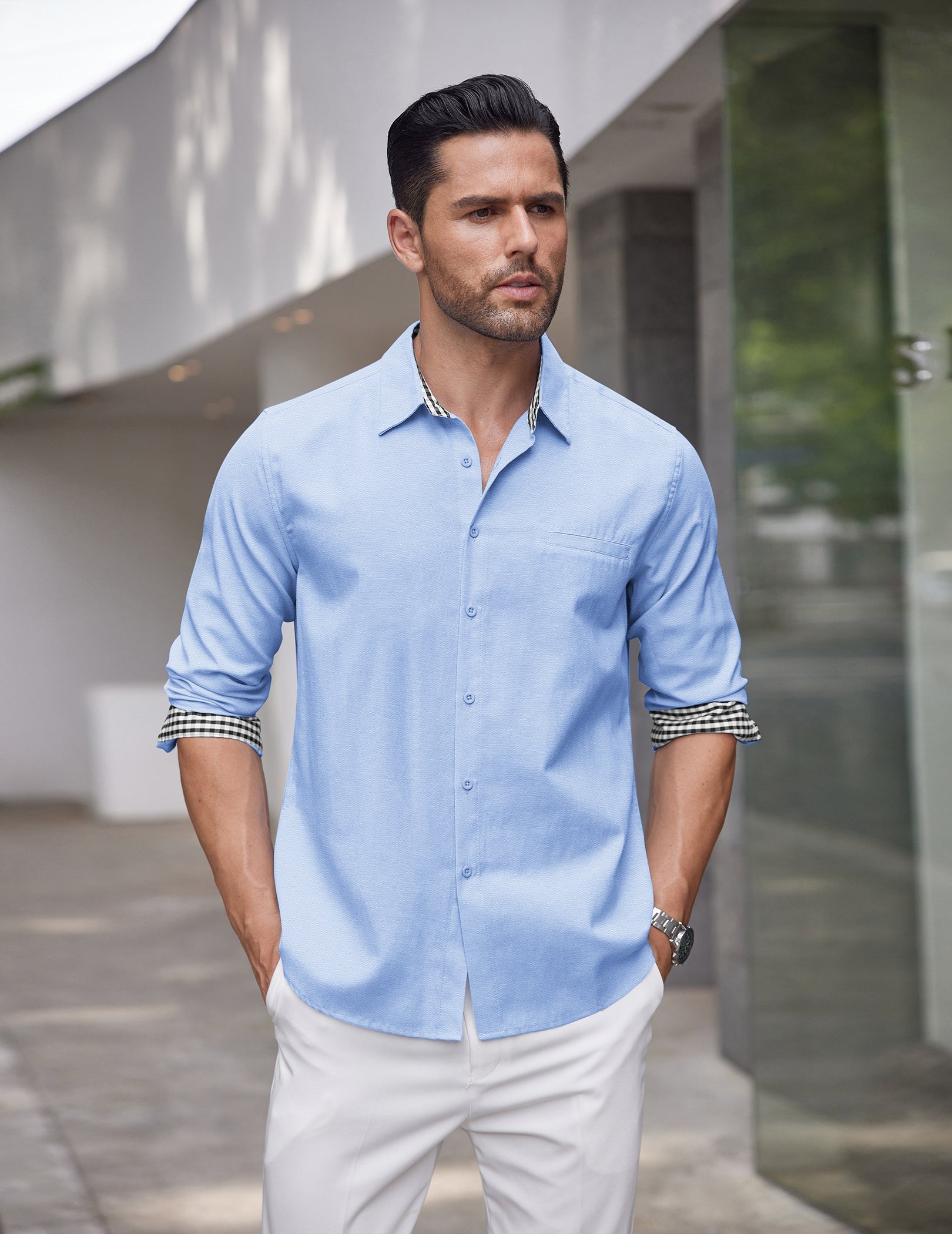 COOFANDY Men's Casual Button Down Shirt No Tuck Dress Shirt Long Sleeve Oxford Shirts S-XXL