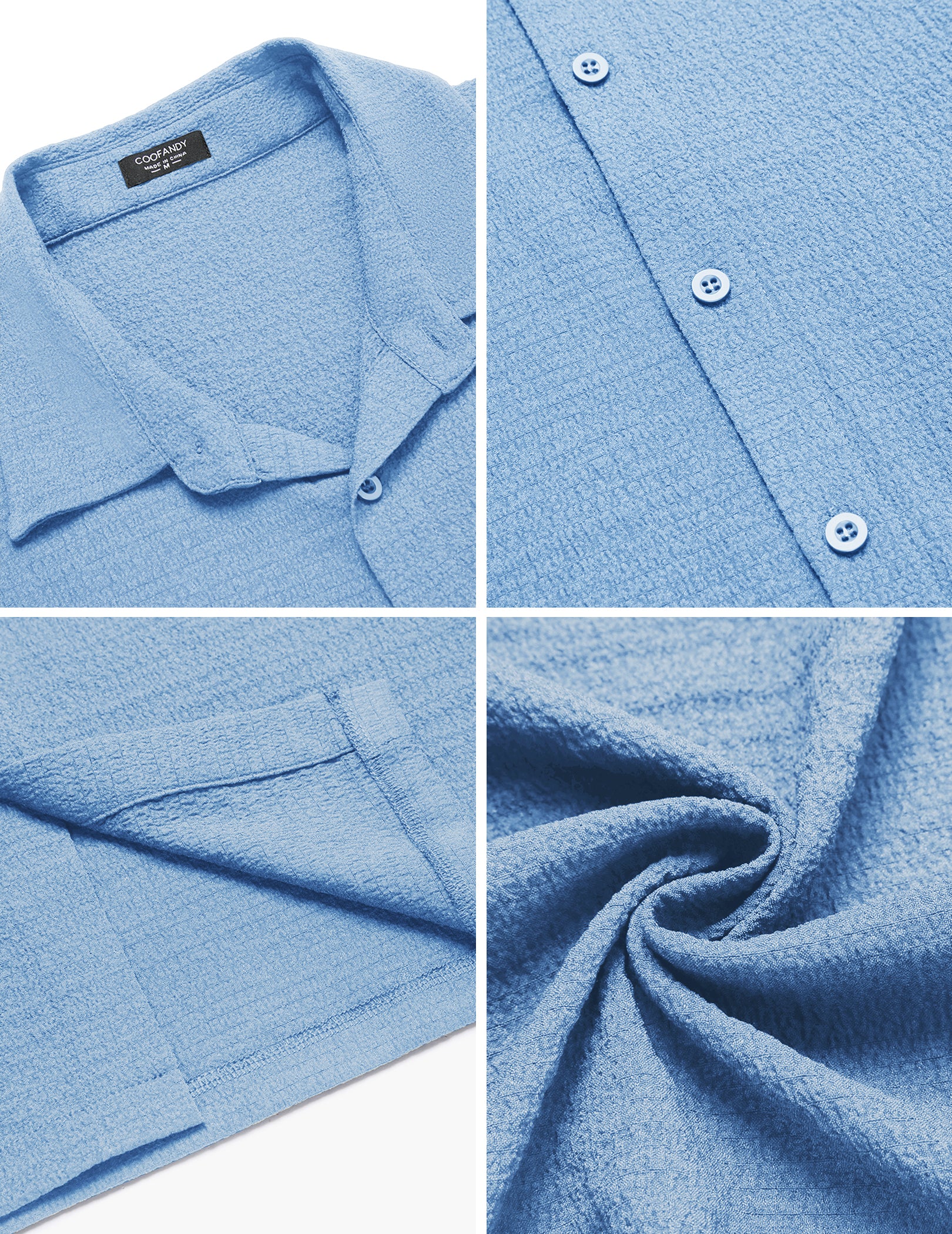 COOFANDY Men's Casual Button Down Long Sleeve Shirt Linen Wrinkle Free Textured Shirt