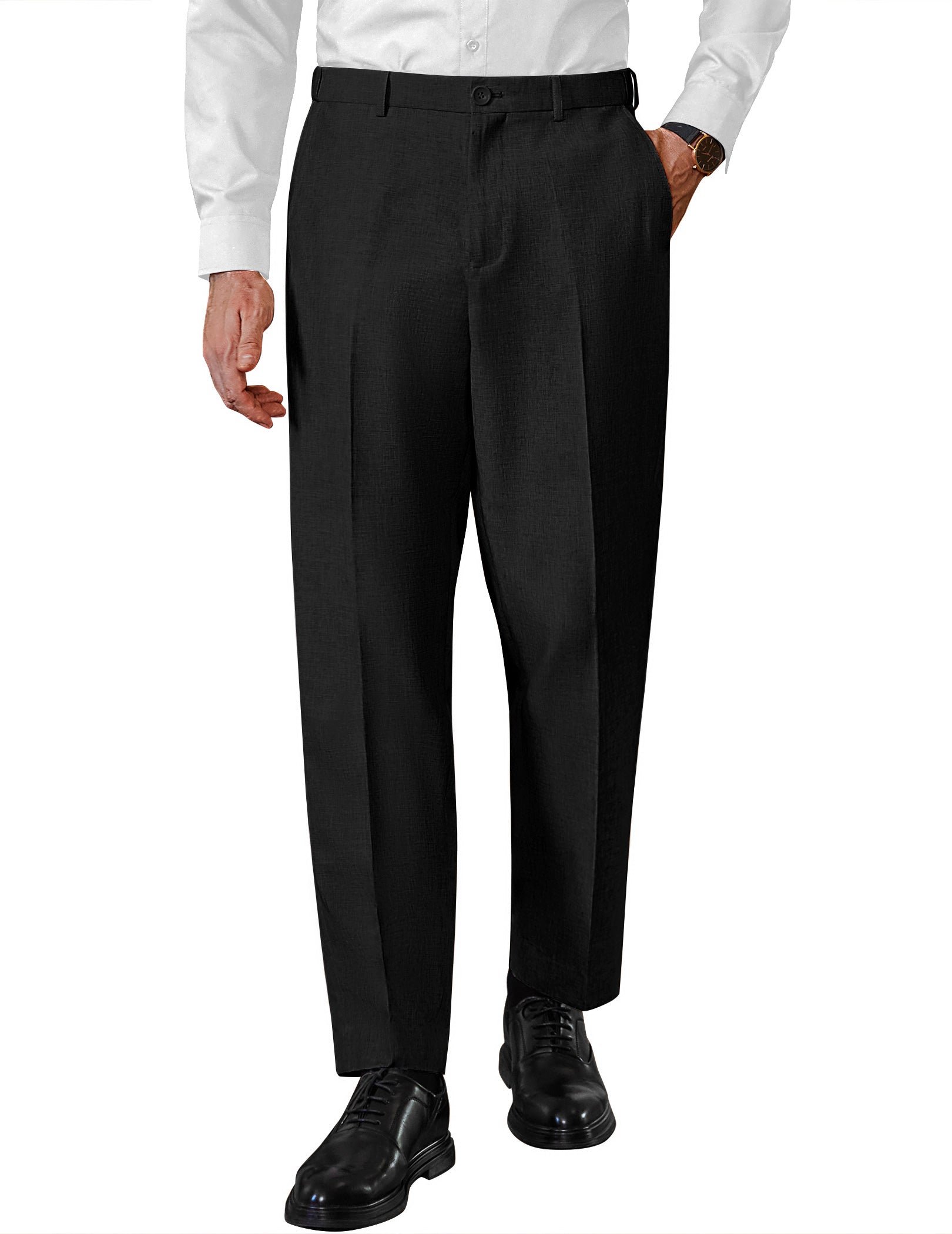 COOFANDY Men Classic Fit Dress Pant Casual Flat Front Pant Expandable Waist Suit Pant