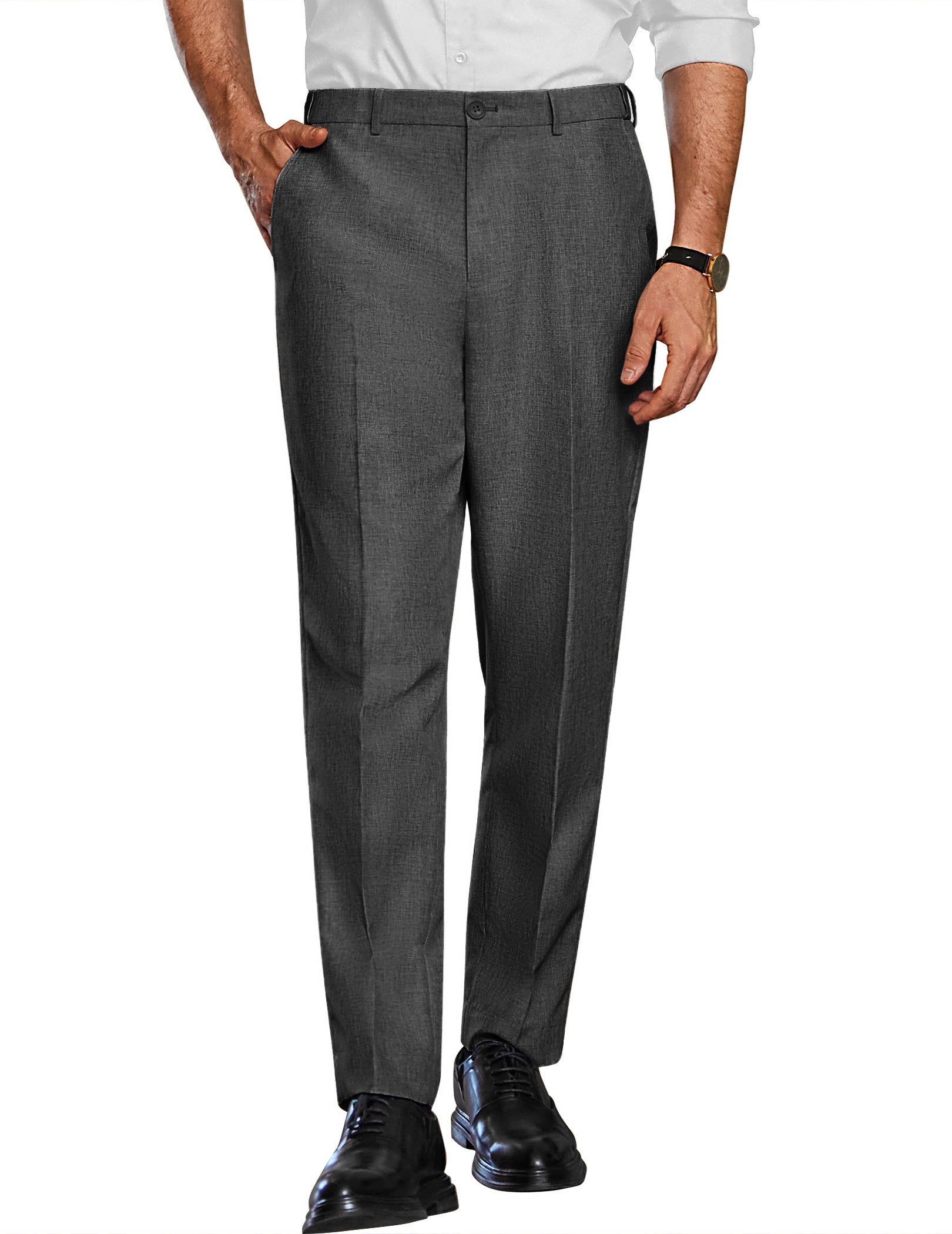 COOFANDY Men Classic Fit Dress Pant Casual Flat Front Pant Expandable Waist Suit Pant
