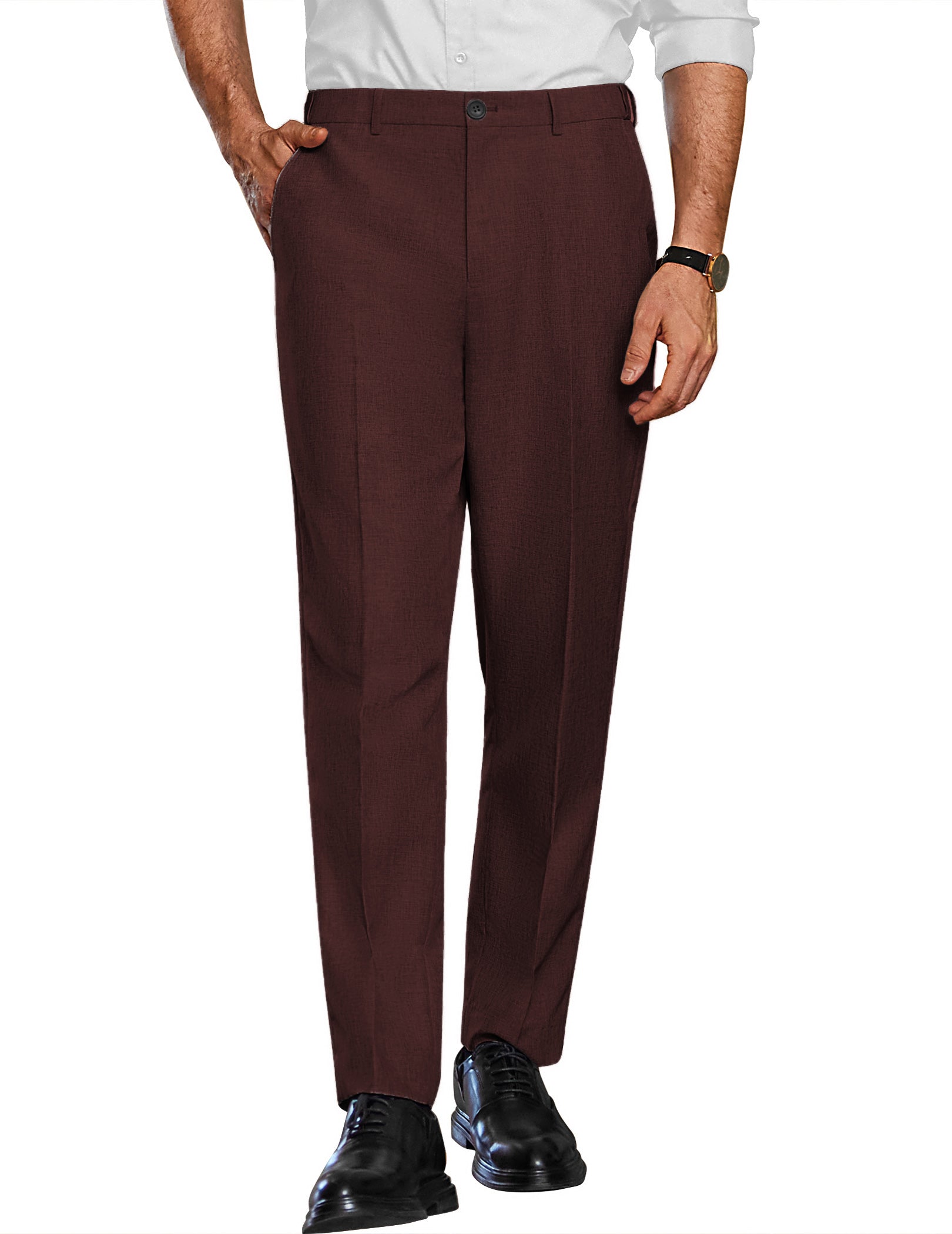 COOFANDY Men Classic Fit Dress Pant Casual Flat Front Pant Expandable Waist Suit Pant