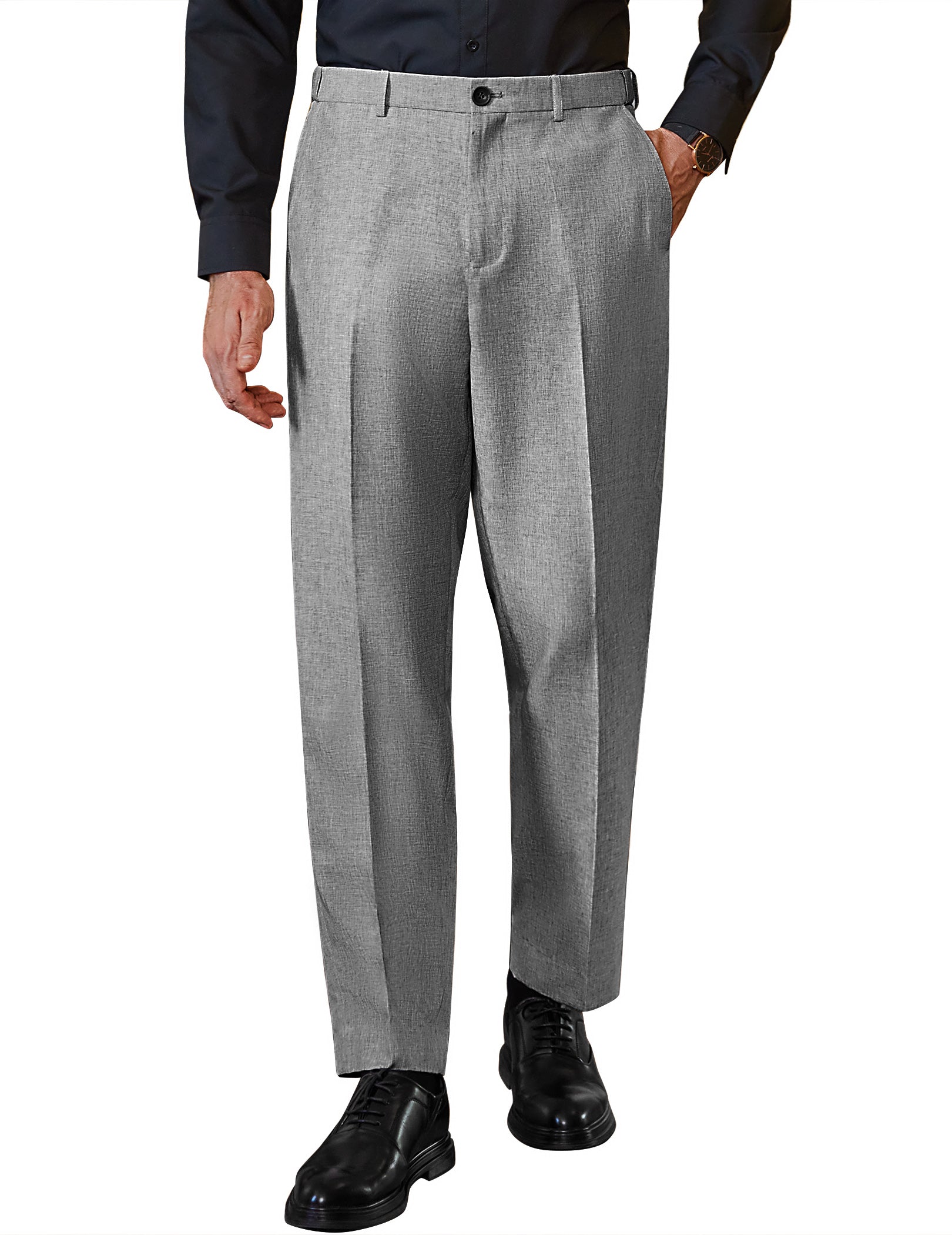 COOFANDY Men Classic Fit Dress Pant Casual Flat Front Pant Expandable Waist Suit Pant