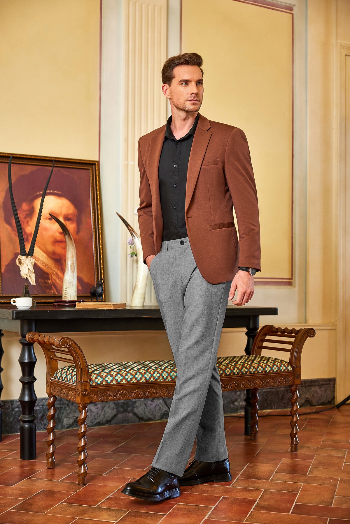 COOFANDY Men Classic Fit Dress Pant Casual Flat Front Pant Expandable Waist Suit Pant