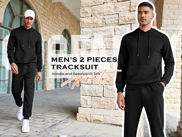 COOFANDY Men's Tracksuits 2 Pieces Waffle Hoodies Sweatsuit Sets Sports Jogging Suit Set