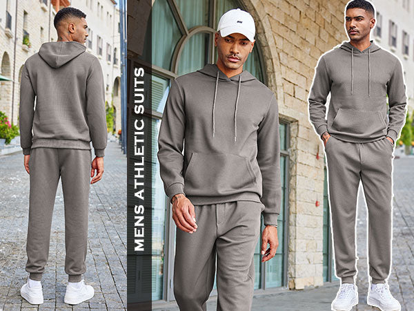 COOFANDY Men's Tracksuits 2 Pieces Waffle Hoodies Sweatsuit Sets Sports Jogging Suit Set