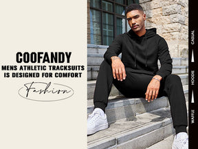 COOFANDY Men's Tracksuits 2 Pieces Waffle Hoodies Sweatsuit Sets Sports Jogging Suit Set