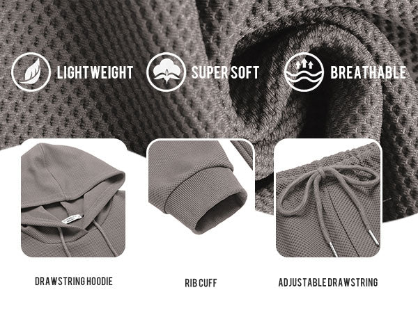 COOFANDY Men's Tracksuits 2 Pieces Waffle Hoodies Sweatsuit Sets Sports Jogging Suit Set
