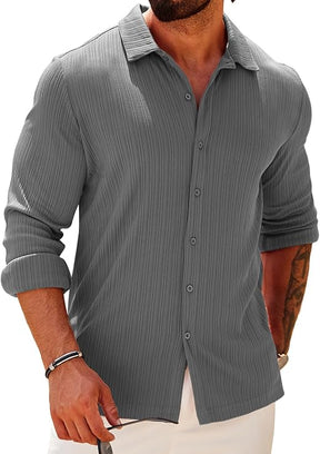 COOFANDY Athletic Fit Dress Shirts for Men Ribbed Knit Textured Button Down Shirts S-XXL