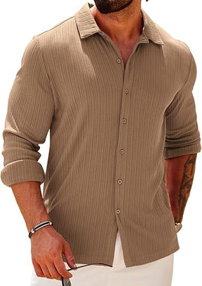COOFANDY Athletic Fit Dress Shirts for Men Ribbed Knit Textured Button Down Shirts S-XXL