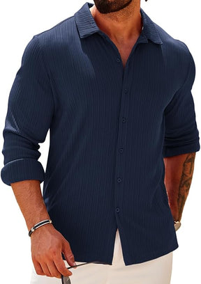 COOFANDY Athletic Fit Dress Shirts for Men Ribbed Knit Textured Button Down Shirts S-XXL