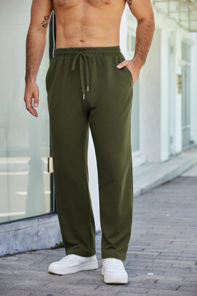 COOFANDY Men's Cotton Sweatpants Open Bottom Lounge Pants Lightweight Casual Jogger Pants with Pockets