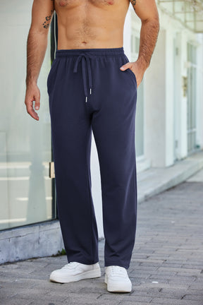 COOFANDY Men's Cotton Sweatpants Open Bottom Lounge Pants Lightweight Casual Jogger Pants with Pockets