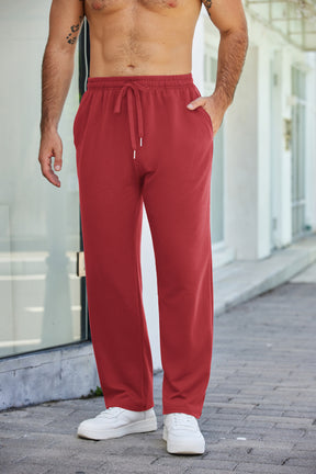 COOFANDY Men's Cotton Sweatpants Open Bottom Lounge Pants Lightweight Casual Jogger Pants with Pockets