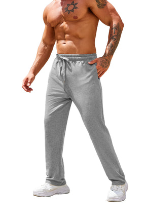 COOFANDY Men's Cotton Sweatpants Open Bottom Lounge Pants Lightweight Casual Jogger Pants with Pockets