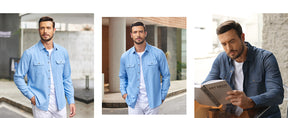COOFANDY Mens Casual Button Down Shirts Long Sleeve Wrinkle-Free Shirt Lightweight Shirt Jacket S-XXL