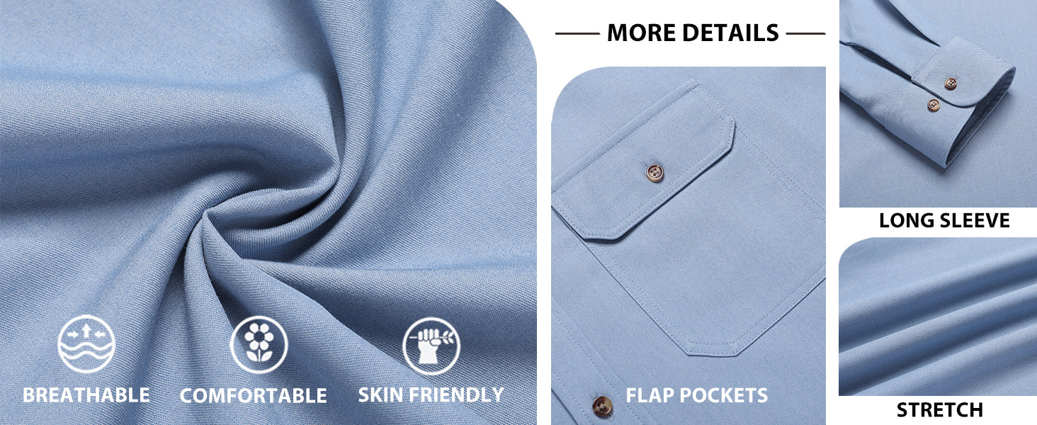 COOFANDY Mens Casual Button Down Shirts Long Sleeve Wrinkle-Free Shirt Lightweight Shirt Jacket S-XXL