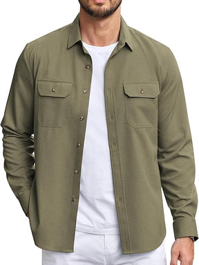 COOFANDY Mens Casual Button Down Shirts Long Sleeve Wrinkle-Free Shirt Lightweight Shirt Jacket S-XXL