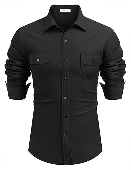 COOFANDY Mens Casual Button Down Shirts Long Sleeve Wrinkle-Free Shirt Lightweight Shirt Jacket S-XXL