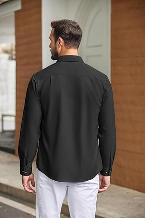 COOFANDY Mens Casual Button Down Shirts Long Sleeve Wrinkle-Free Shirt Lightweight Shirt Jacket S-XXL