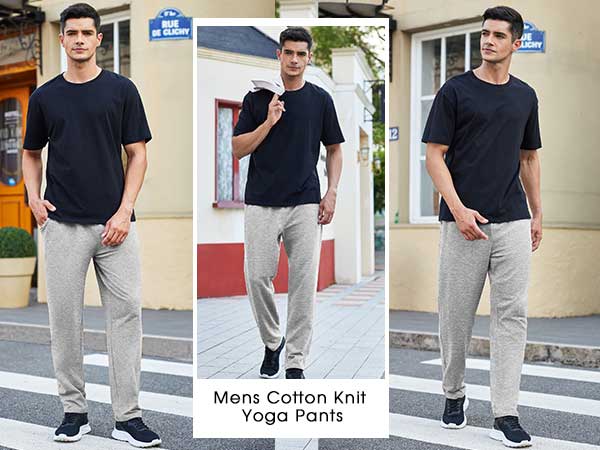 COOFANDY Men Cotton Yoga Pants Casual Sweatpants Jogger Open Bottom Lounge Pants with Pockets