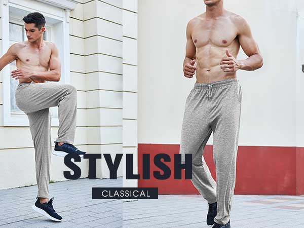 COOFANDY Men Cotton Yoga Pants Casual Sweatpants Jogger Open Bottom Lounge Pants with Pockets
