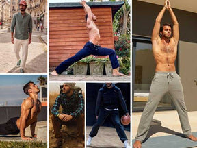 COOFANDY Men Cotton Yoga Pants Casual Sweatpants Jogger Open Bottom Lounge Pants with Pockets