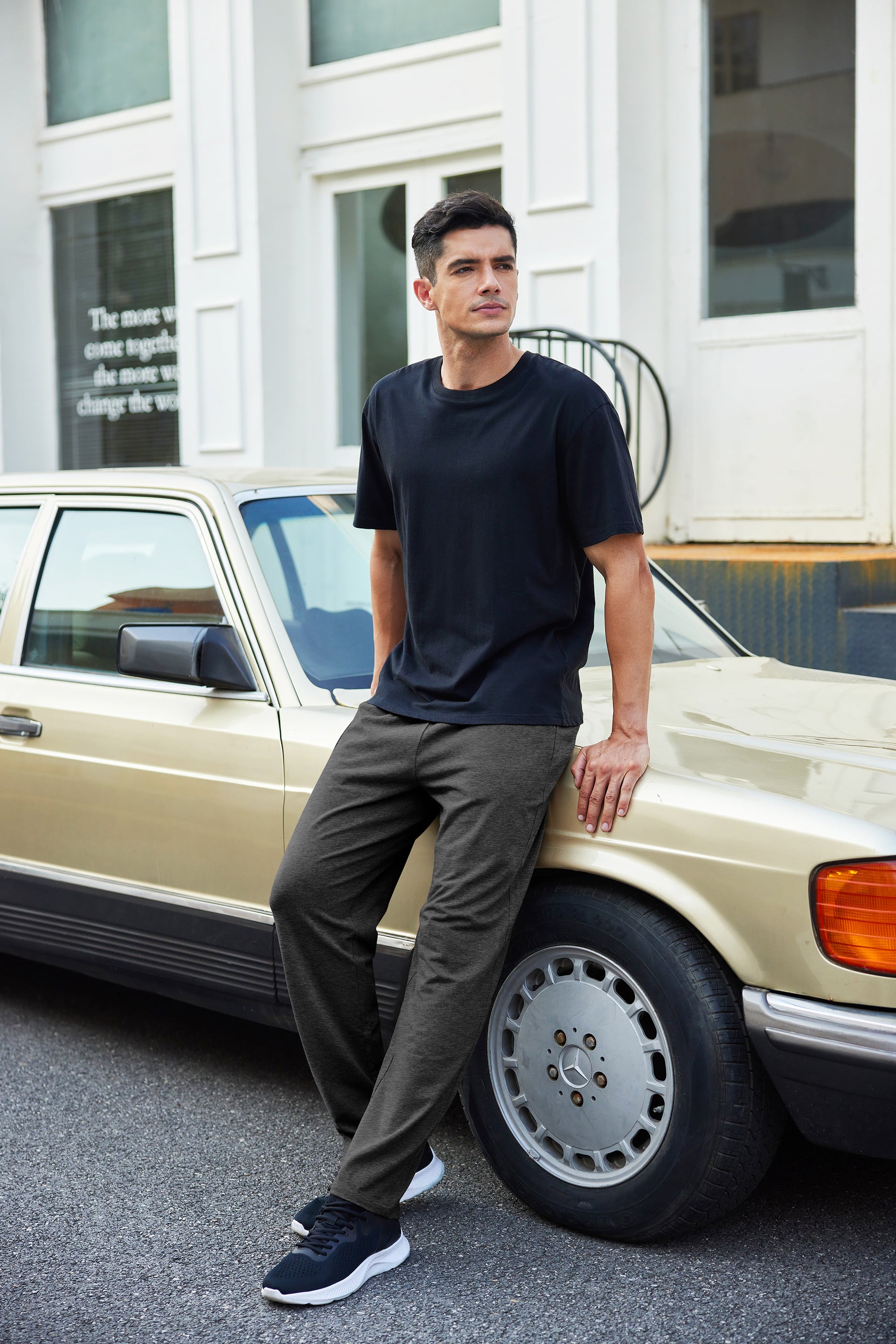 COOFANDY Men Cotton Yoga Pants Casual Sweatpants Jogger Open Bottom Lounge Pants with Pockets