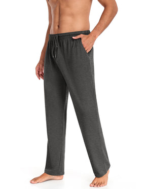 COOFANDY Men Cotton Yoga Pants Casual Sweatpants Jogger Open Bottom Lounge Pants with Pockets