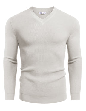 COOFANDY Men V Neck Dress Sweater Knit Long Sleeve Casual Slim Fit Pullover Sweater