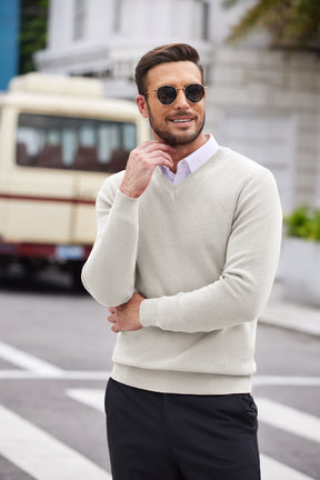 COOFANDY Men V Neck Dress Sweater Knit Long Sleeve Casual Slim Fit Pullover Sweater
