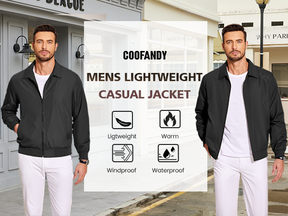 COOFANDY Men's Lightweight Jackets Casual Bomber Windbreaker Zip Up Collared Jacket Golf Windproof Coat