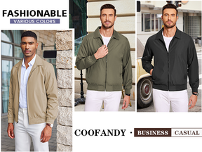 COOFANDY Men's Lightweight Jackets Casual Bomber Windbreaker Zip Up Collared Jacket Golf Windproof Coat
